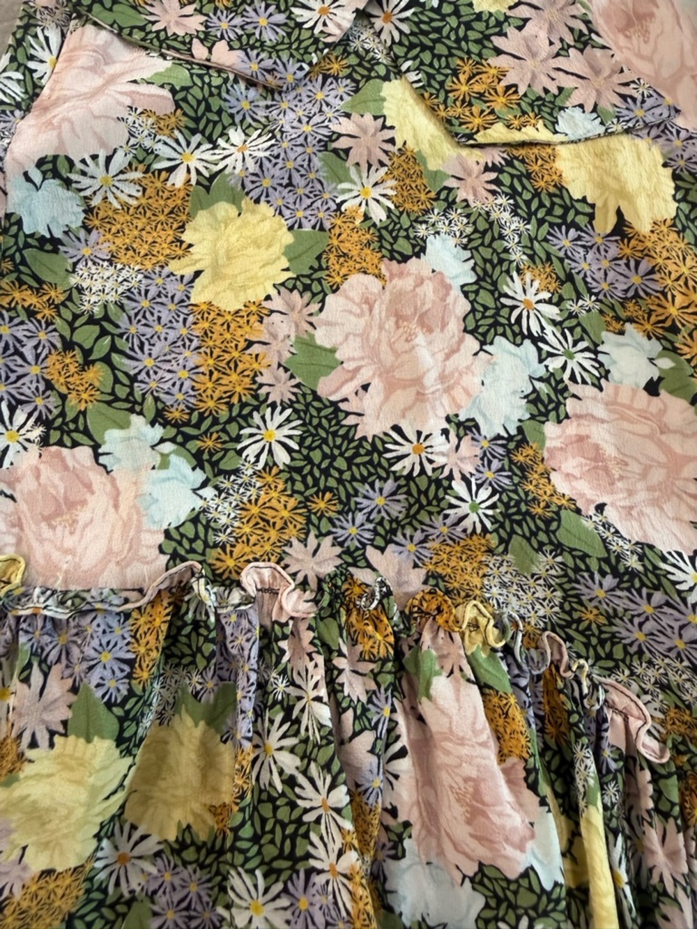 Floral High-Low Midi Dress with Black Tie - Picture 5 of 10